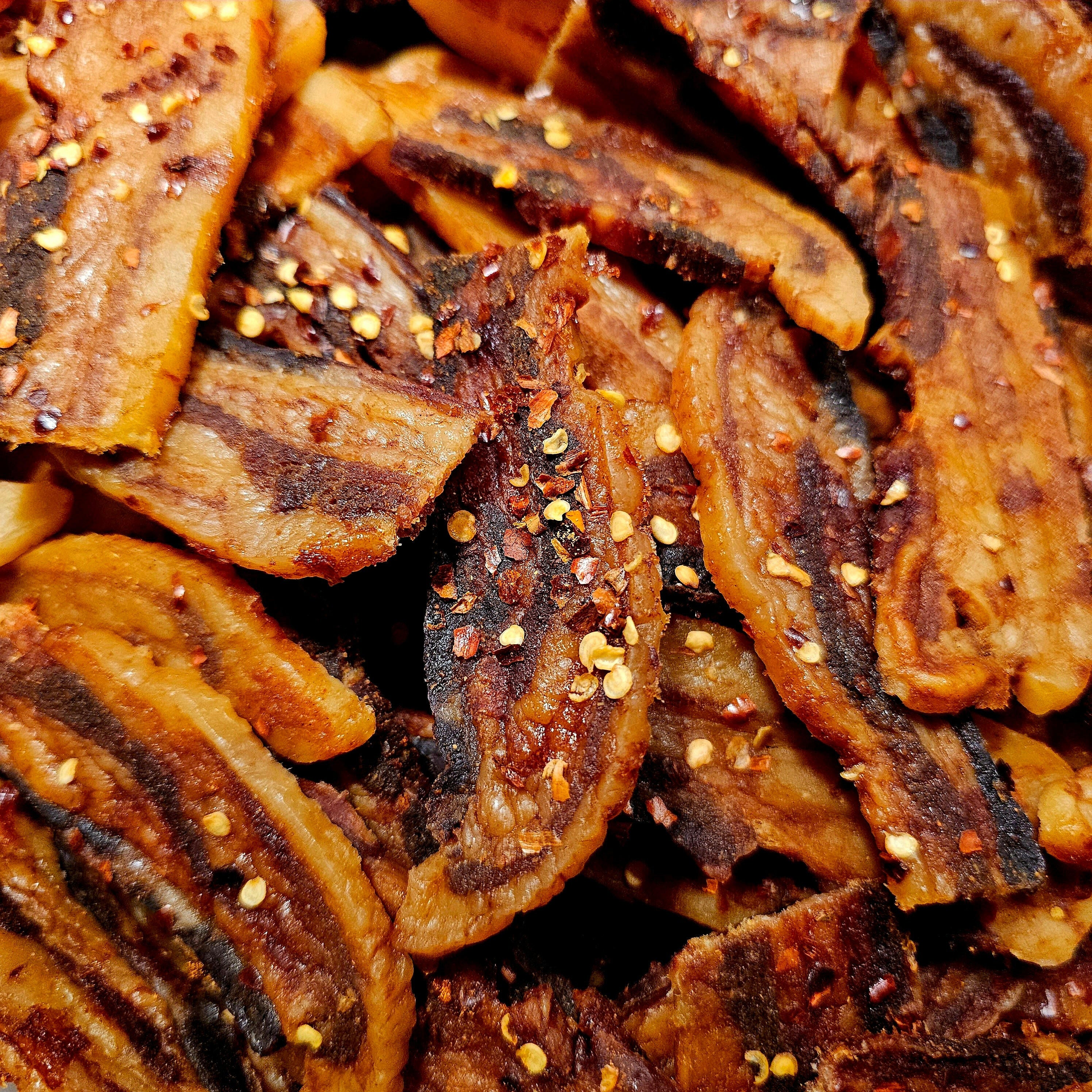 Honey-Sriracha Premium Bacon Jerky.