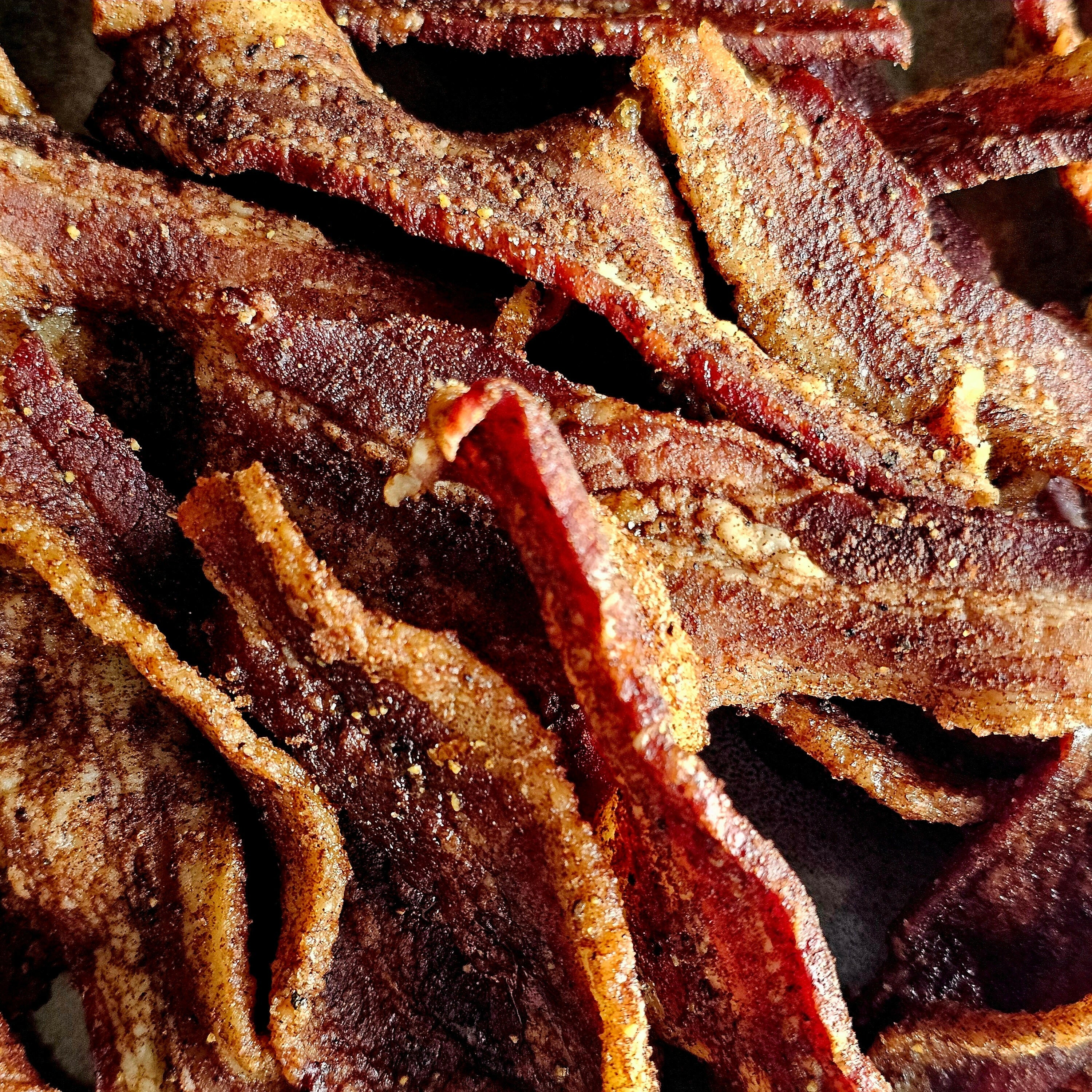 Brown Sugar-Cinnamon Premium Bacon Jerky.