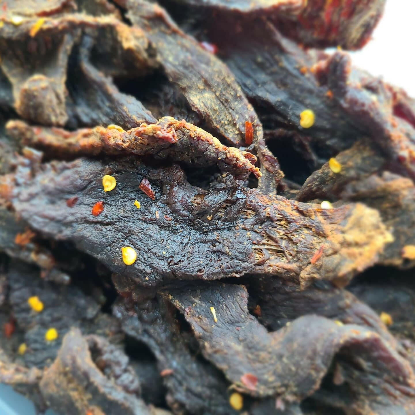 Sweet, Hot, & Spicy Premium Beef Jerky.
