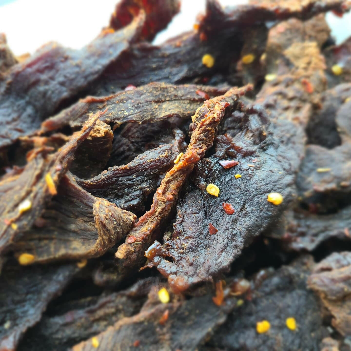 Sweet, Hot, & Spicy Premium Beef Jerky.