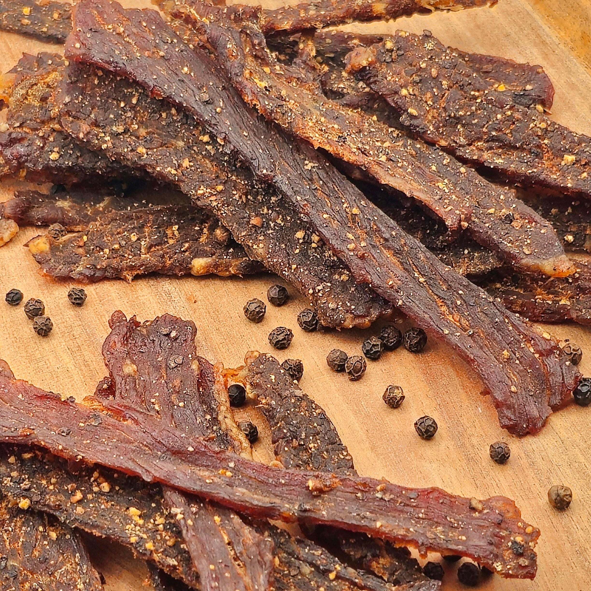 Black Pepper-Garlic Premium Beef Jerky.